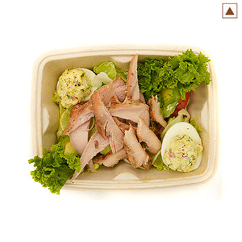 High Protein Salad with Devilled Eggs and Avocado-Chicken Variant